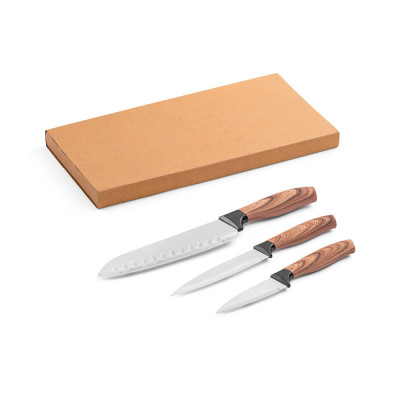 BAHARAT. Set of 3 kitchen knives with stainless steel blades and ergonomic handles